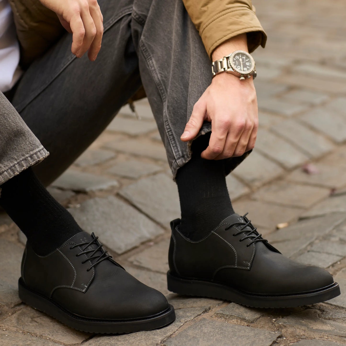 Zapato Cuero Hombre Cau Vang - Negro