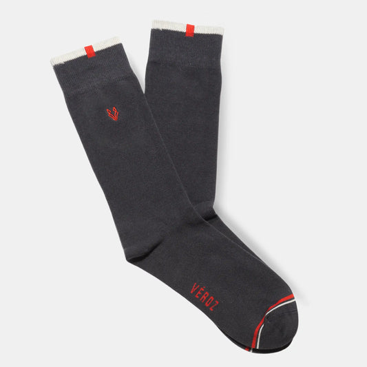 Calcetín Algodón Hombre Casual Liso - Marengo/Rojo