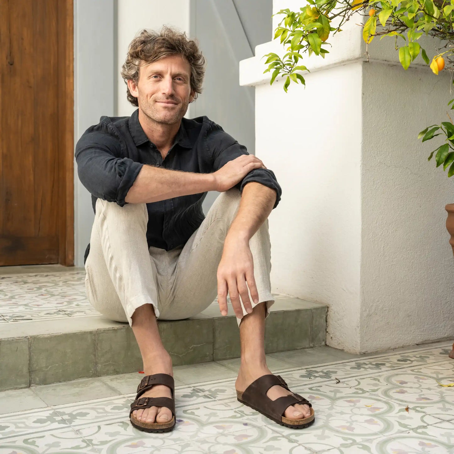 Sandalia Cuero Hombre Neuf - Chocolate