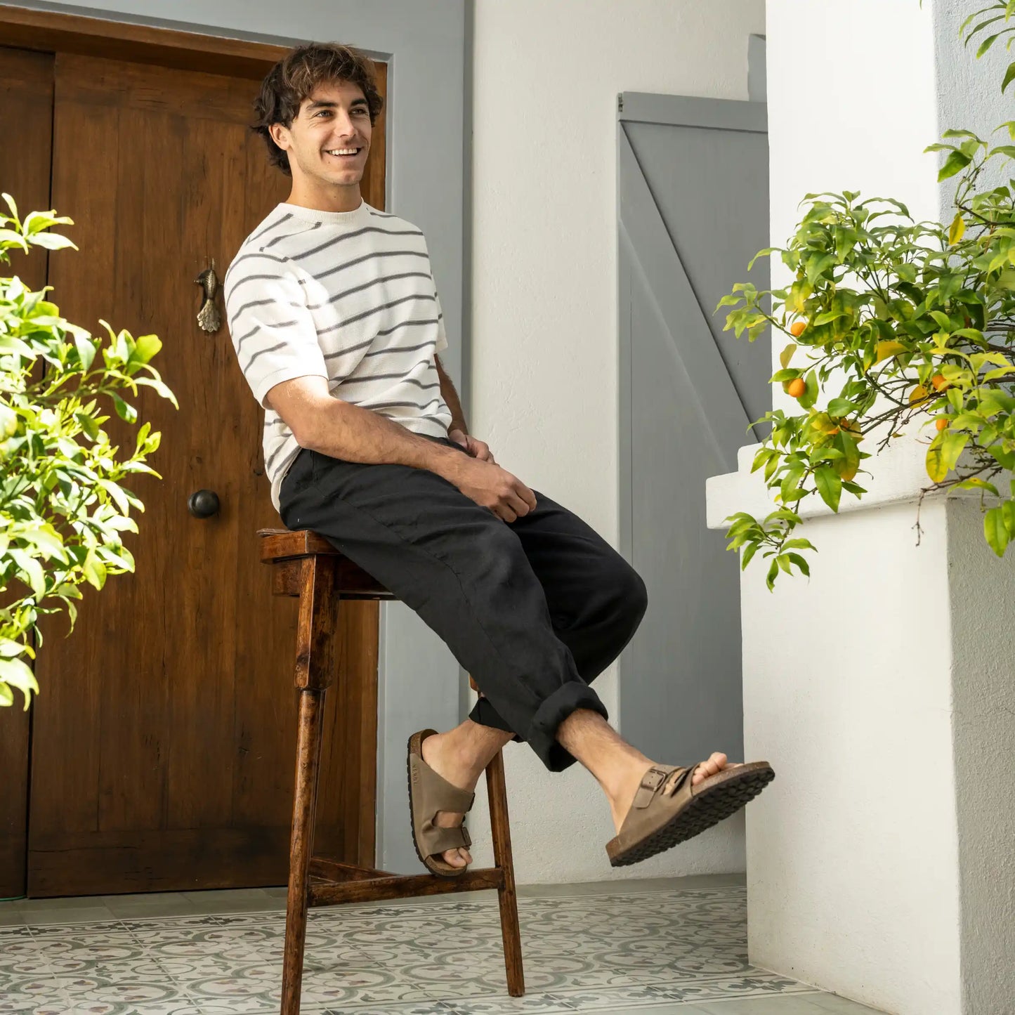 Sandalia Cuero Hombre Neuf - Taupe