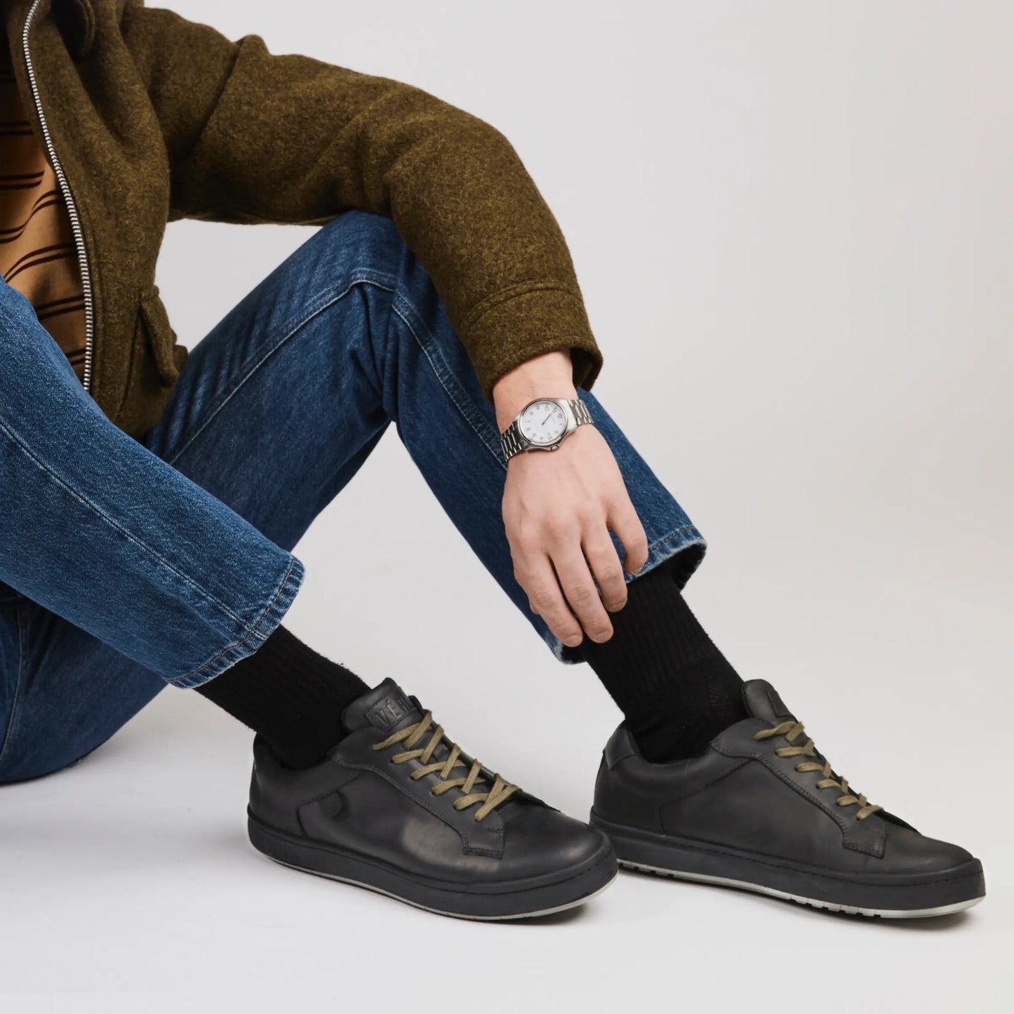 Zapatilla Cuero Hombre Vecchio - Negro/Verde