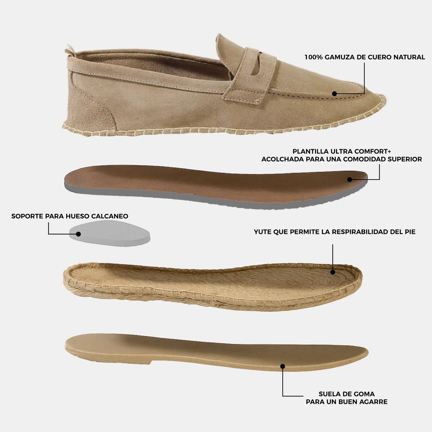 Alpargata Gamuza Hombre Espontas - Arena