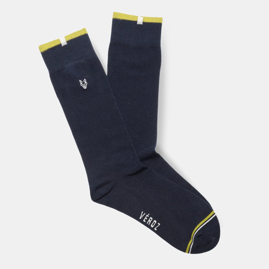 Calcetín Algodón Hombre Casual Liso - Azul/Amarillo