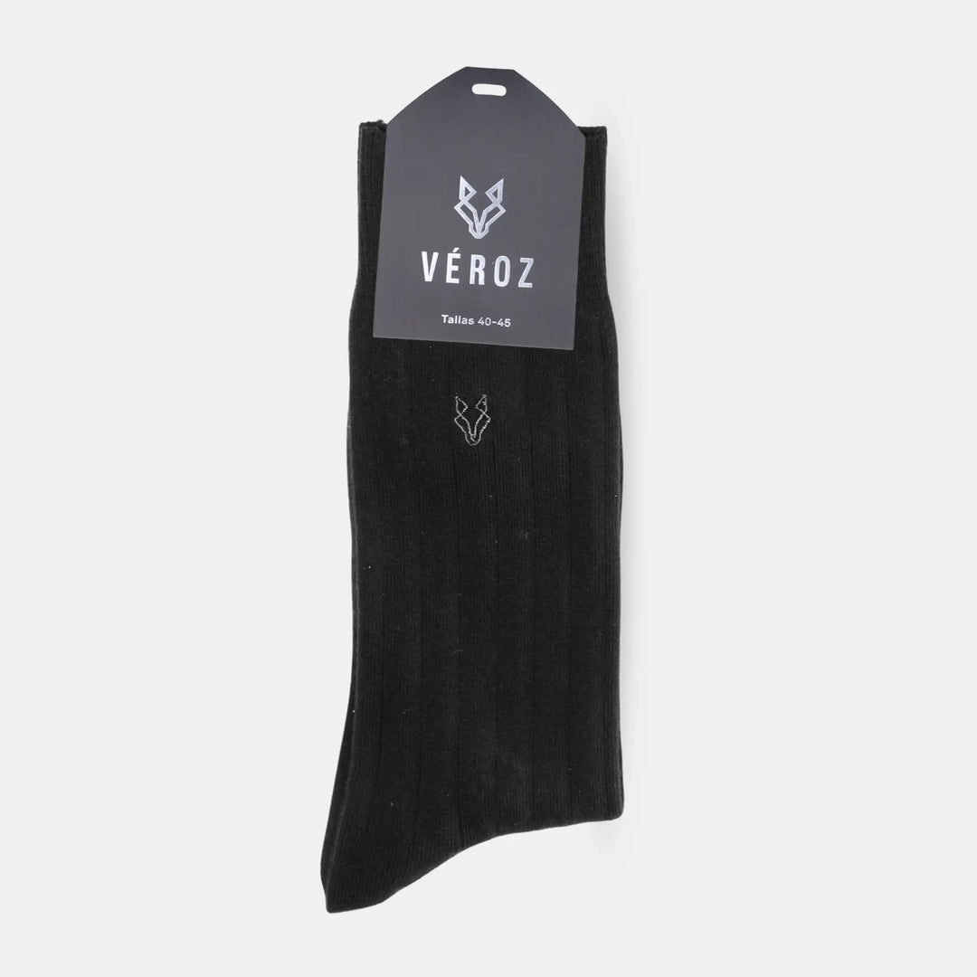 Calcetín Algodón Hombre Formal Liso - Negro