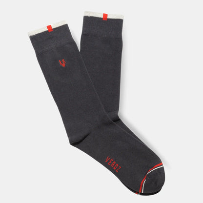 Calcetín Algodón Hombre Casual Liso - Marengo/Rojo