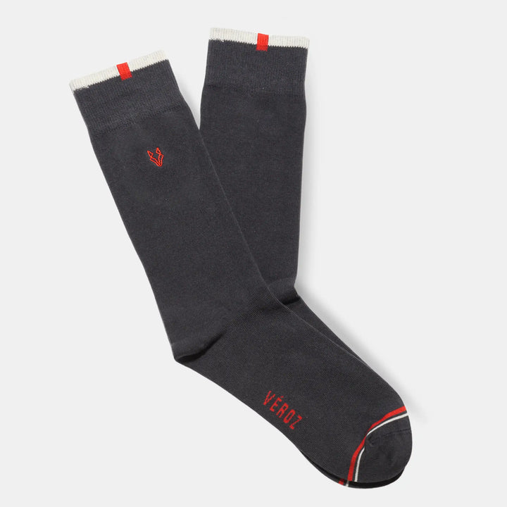 Calcetín Algodón Hombre Casual Liso - Marengo/Rojo