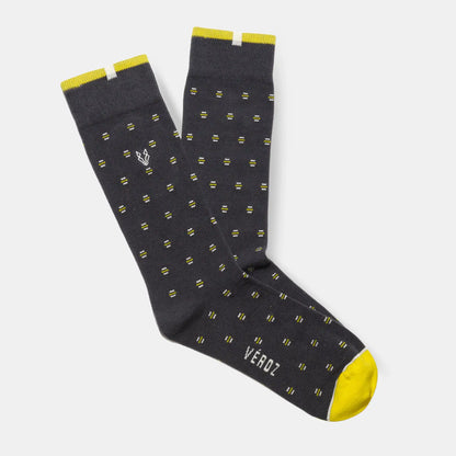 Calcetín Algodón Hombre Punto Casual - Marengo/Amarillo