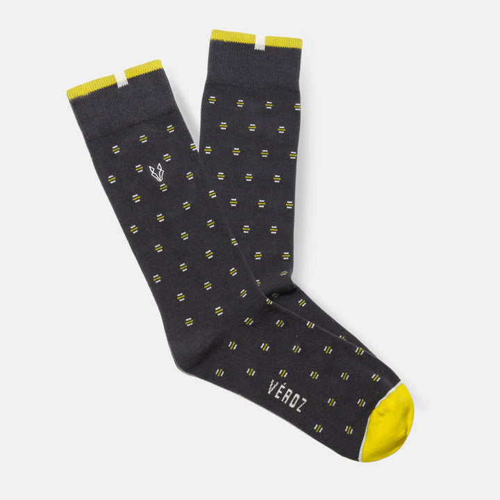 Calcetín Algodón Hombre Punto Casual - Marengo/Amarillo