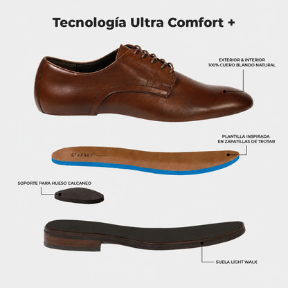 Zapato Cuero Hombre Manhattan Light - Avellana