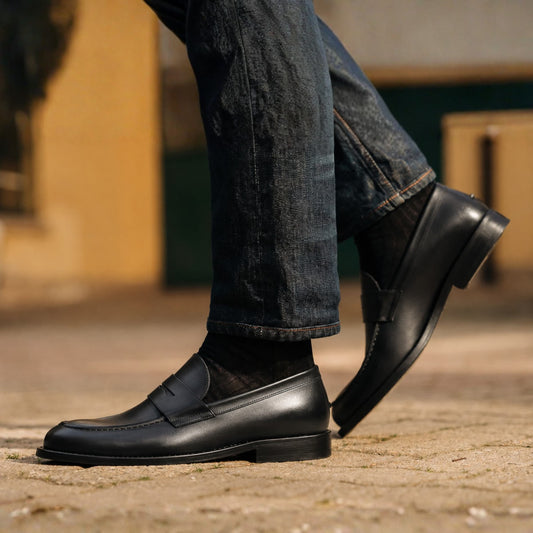 Mocasin Cuero Hombre Mazzini - Negro