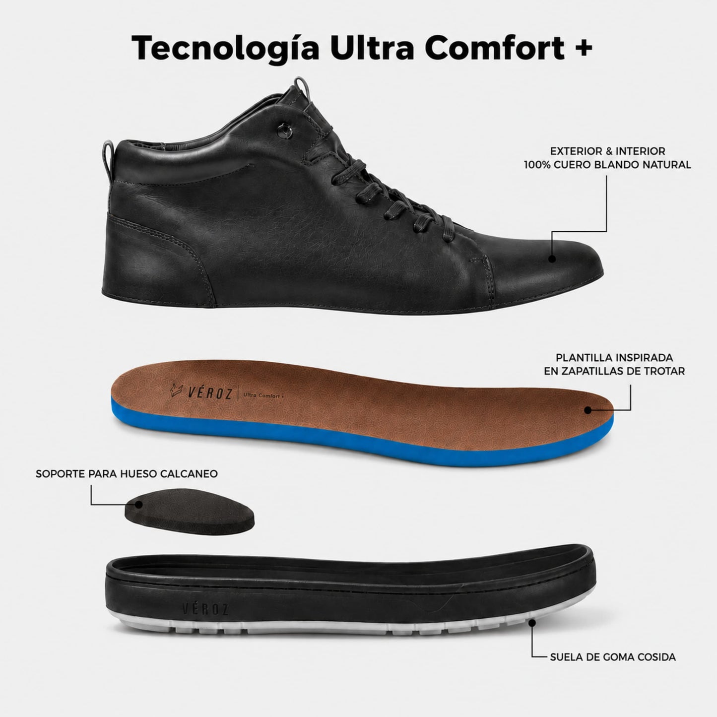 Zapatilla Mid Cuero Hombre Rialto Mid - Negro