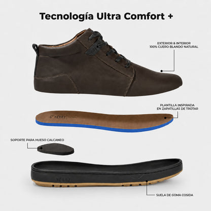 Zapatilla Mid Cuero Hombre Russky Mid - Chocolate