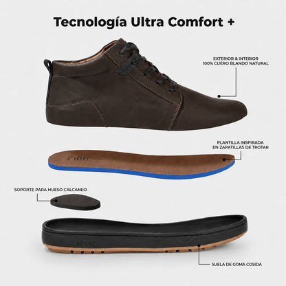 Zapatilla Mid Cuero Hombre Russky Mid - Chocolate
