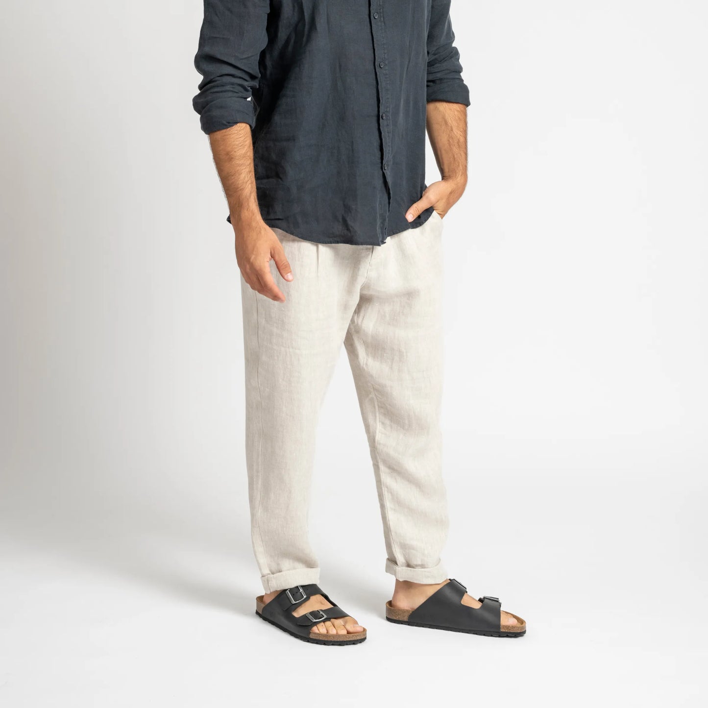 Sandalia Cuero Hombre Neuf - Negro