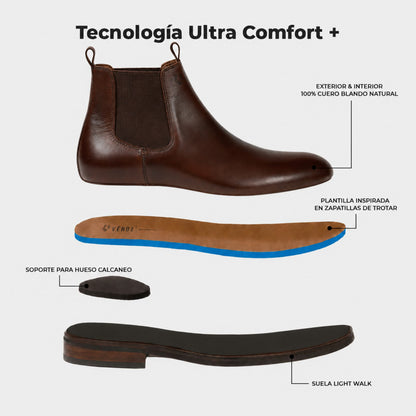 Botin Mid Cuero Hombre Chelsea Light - Cafe