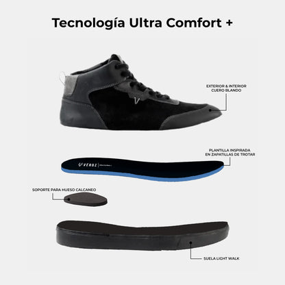 Zapatilla Cuero Hombre Trend Mid Light - Negro