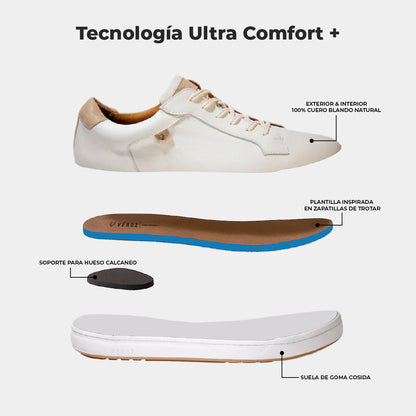 Zapatilla Cuero Hombre Vecchio - Blanco