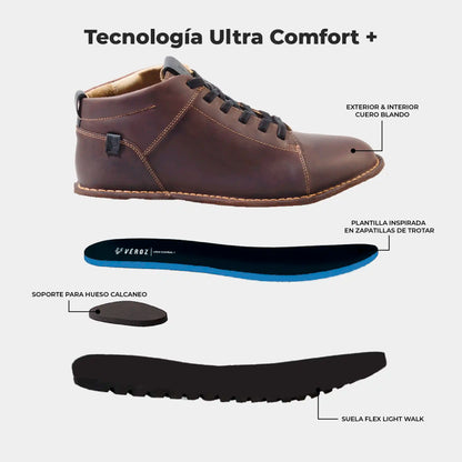 Zapato Mid Cuero Hombre Milenio Mid Light - Chocolate