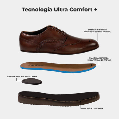 Zapato Cuero Hombre Scalzi Light - Cafe