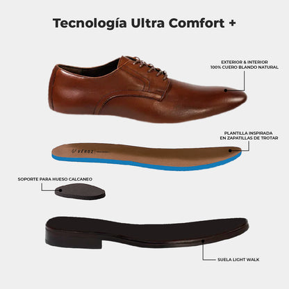 Zapato Cuero Hombre Manhattan Light - Avellana