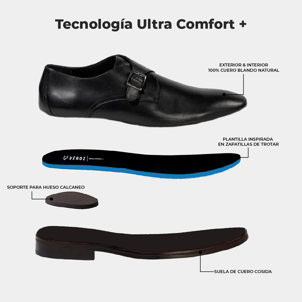 Zapato Cuero Hombre Gran Belt - Negro