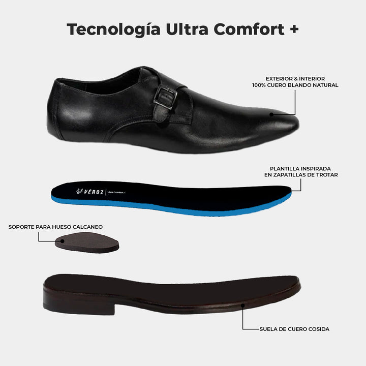 Zapato Cuero Hombre Gran Belt - Negro