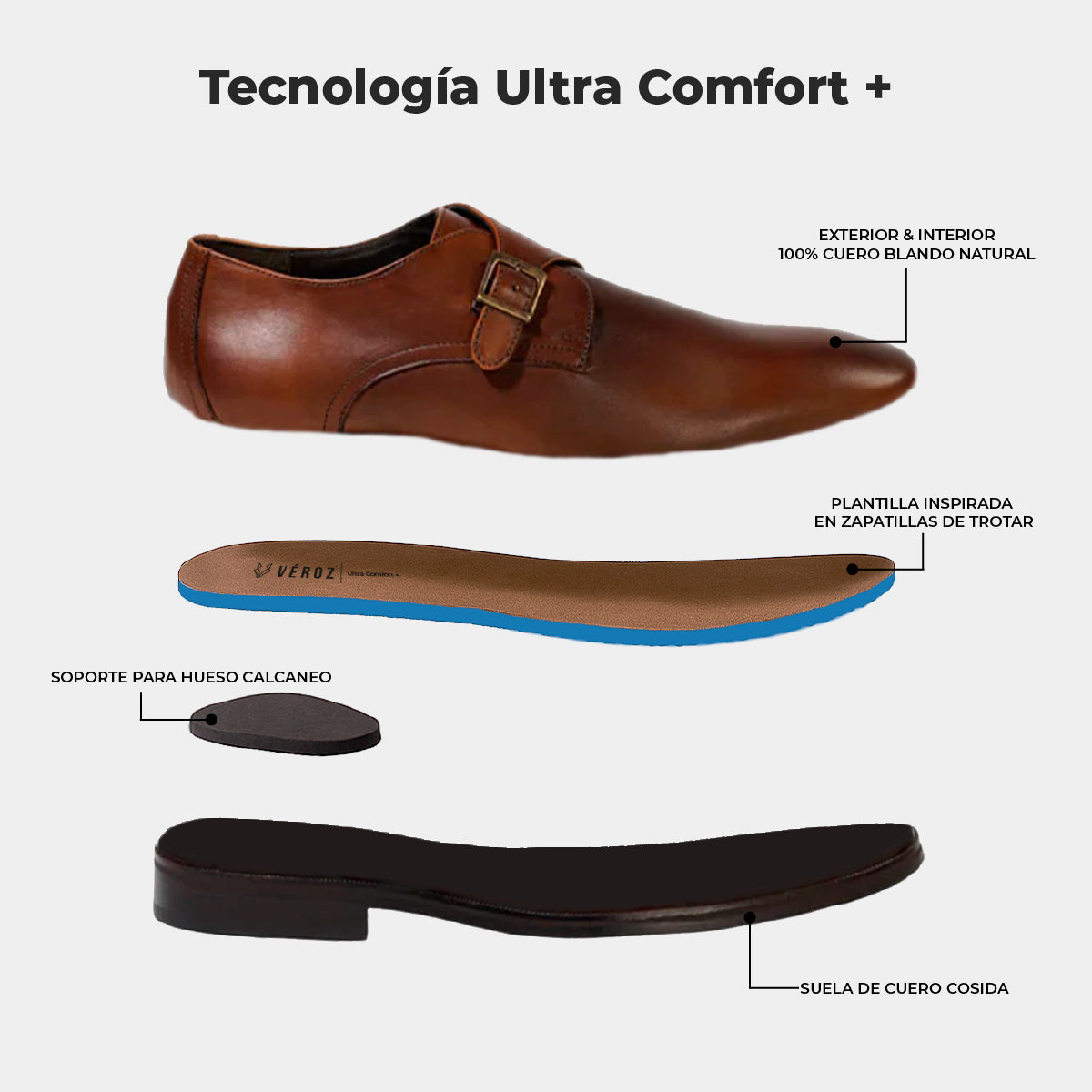 Zapato Cuero Hombre Gran Belt - Avellana