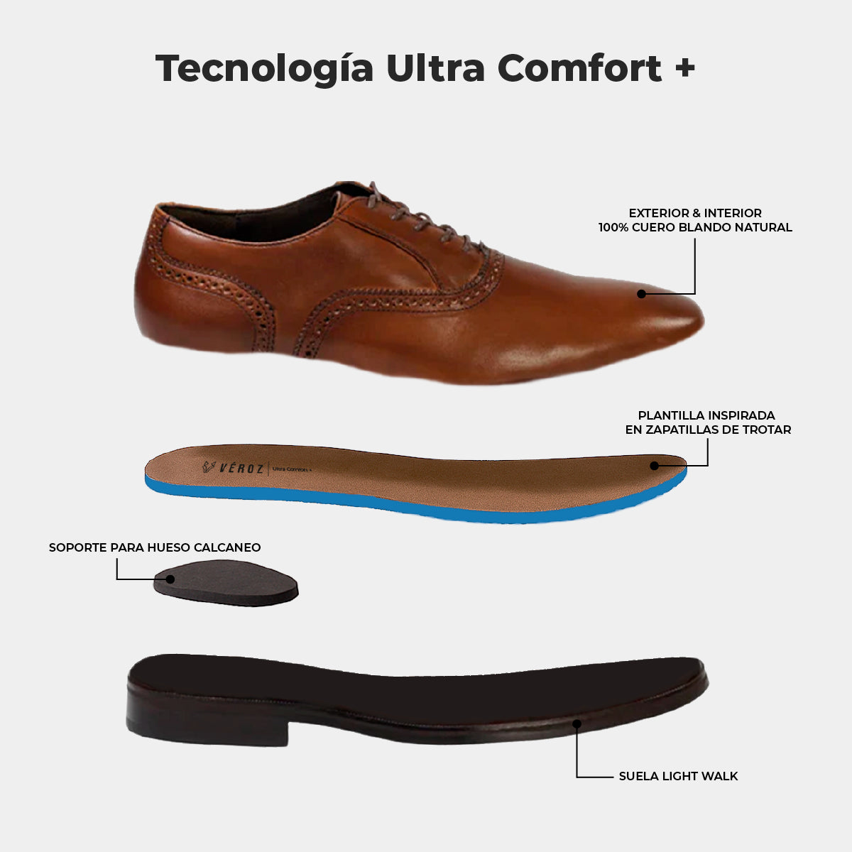 Zapato Cuero Hombre Golden Gate Light - Avellana