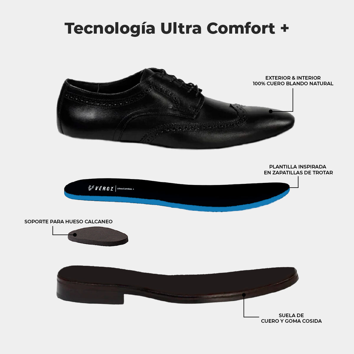 Zapato Cuero Hombre Brooklyn - Negro