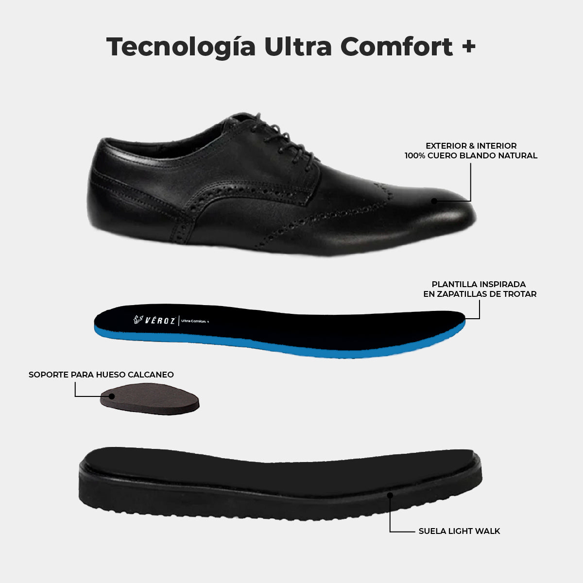 Zapato Cuero Hombre Scalzi Light - Negro