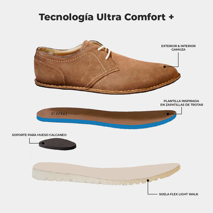 Zapato Cuero Gamuza Hombre Harbour Light - Tabaco