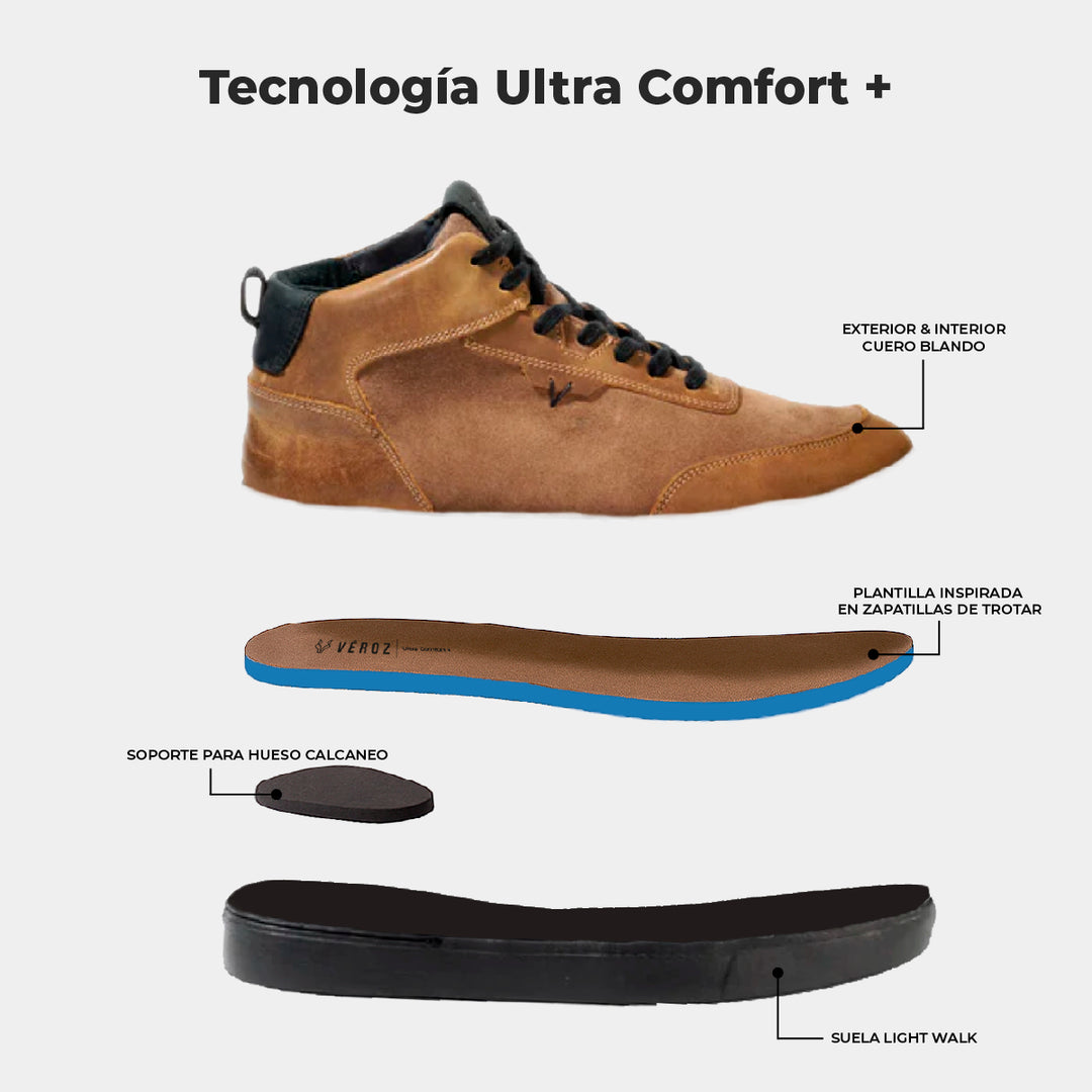 Zapatilla Cuero Hombre Trend Mid Light - Tabaco