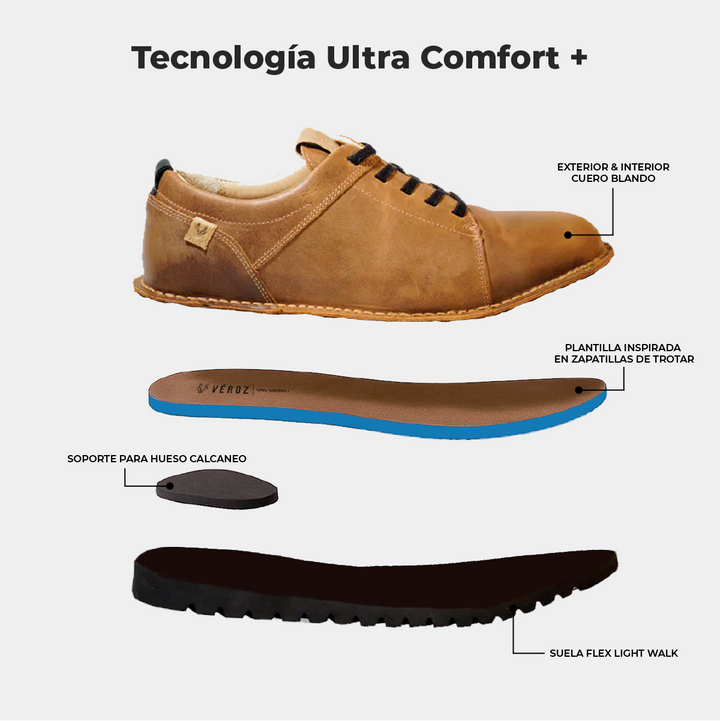 Zapato Cuero Hombre Milenio Light - Tabaco