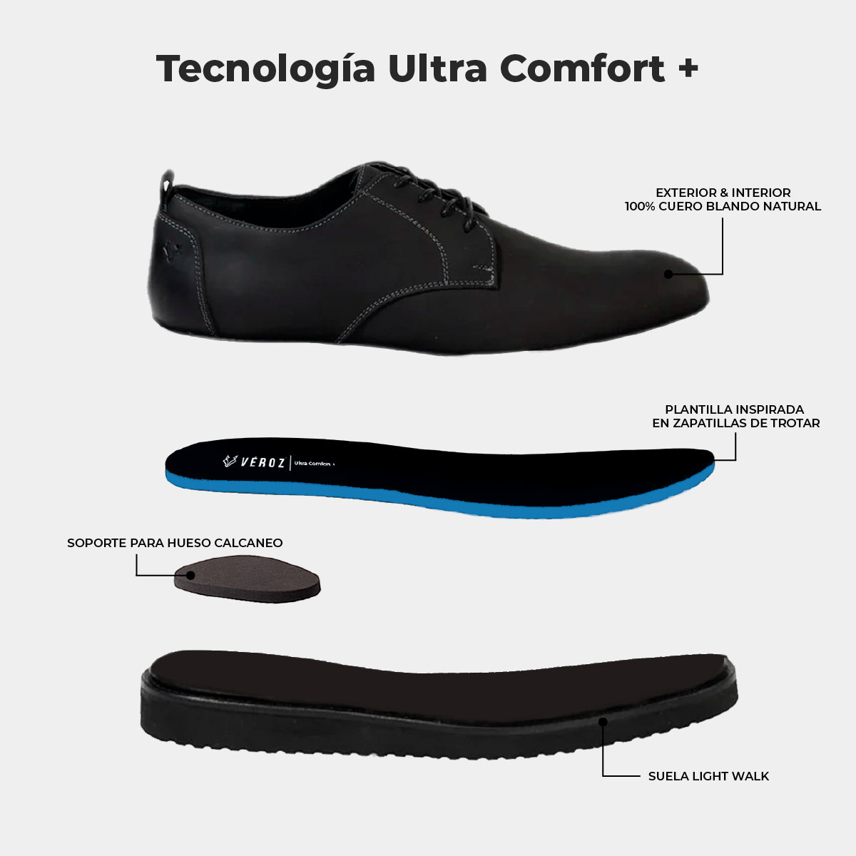 Zapato Cuero Hombre Cau Vang Light - Negro