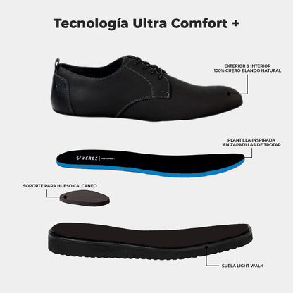 Zapato Cuero Hombre Cau Vang Light - Negro