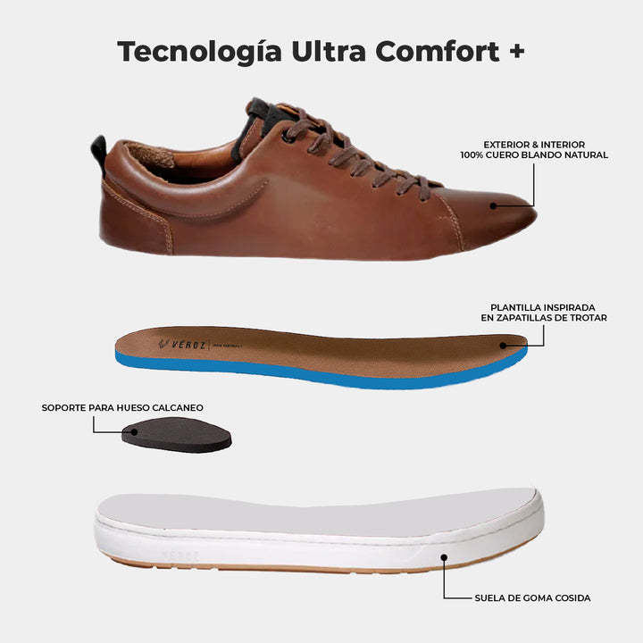 Zapatilla Cuero Hombre Rialto - Cafe