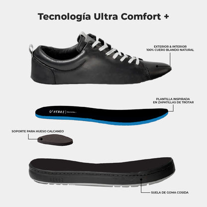 Zapatilla Cuero Hombre Rialto - Negro