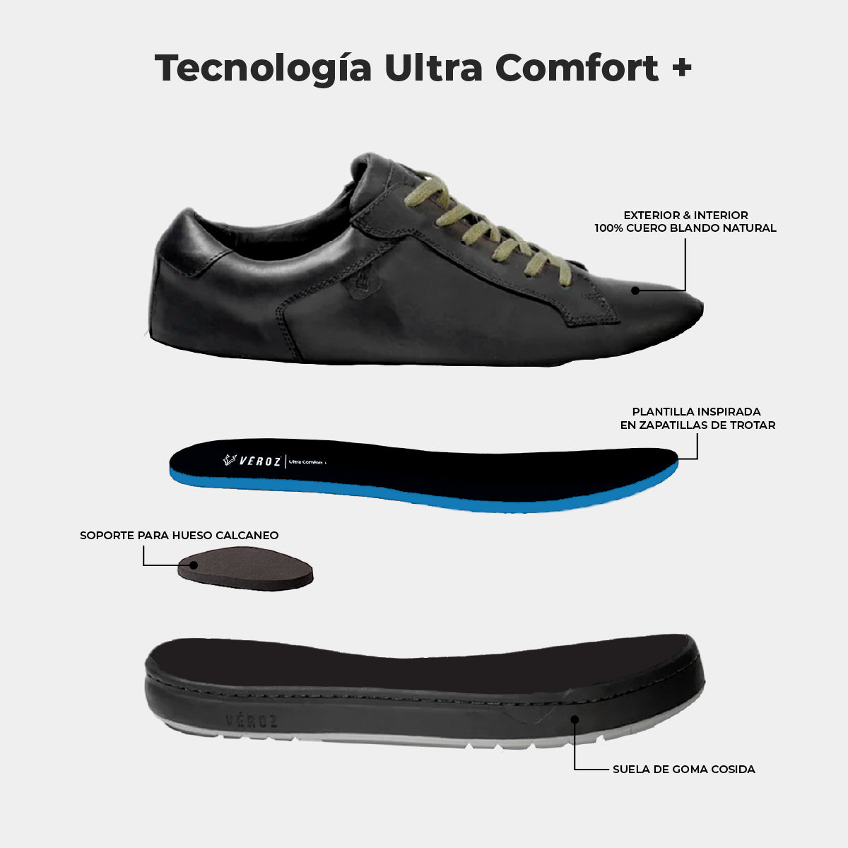 Zapatilla Cuero Hombre Vecchio - Negro/Verde