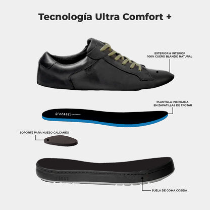 Zapatilla Cuero Hombre Vecchio - Negro/Verde