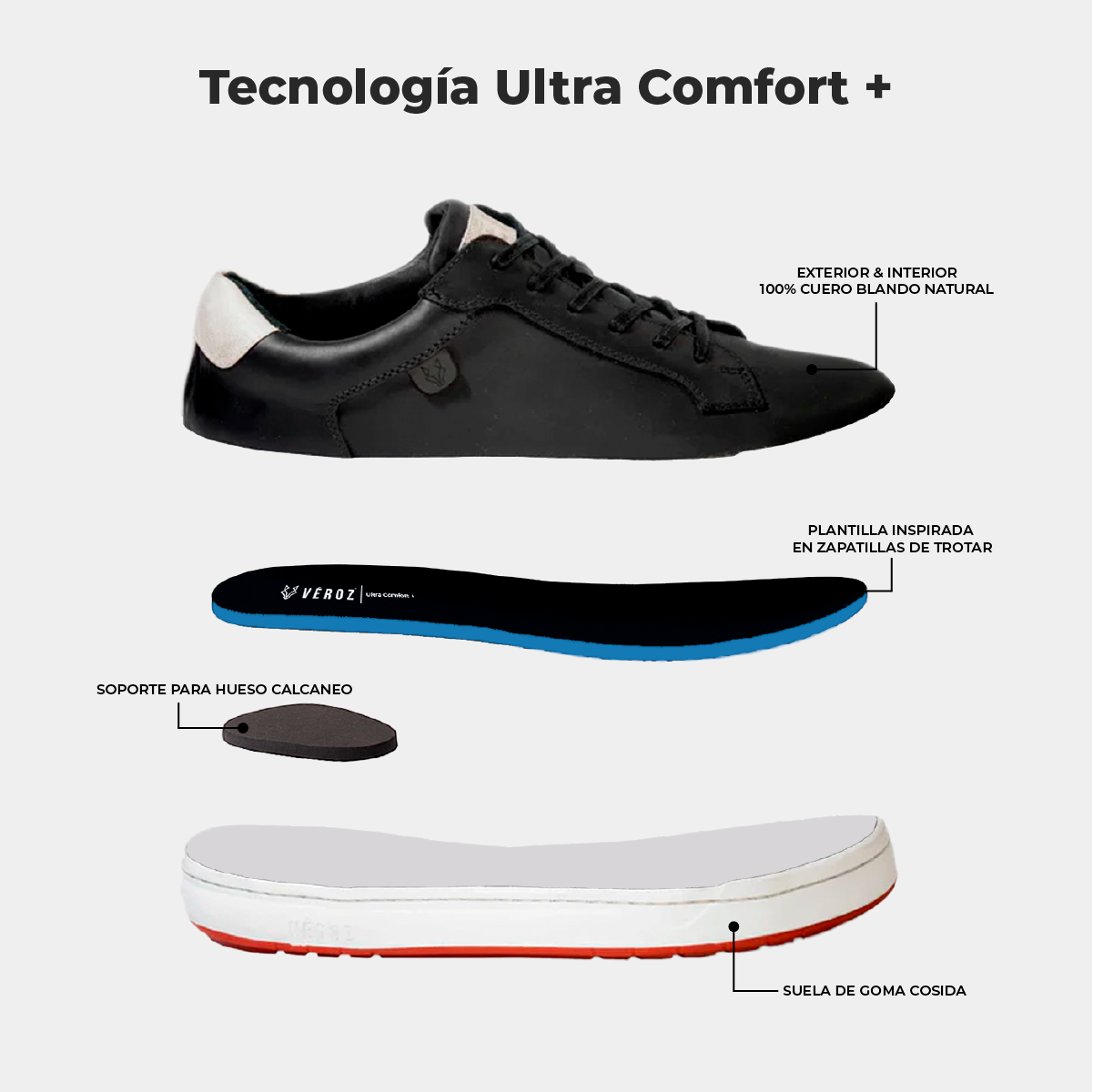 Zapatilla Cuero Hombre Vecchio - Negro