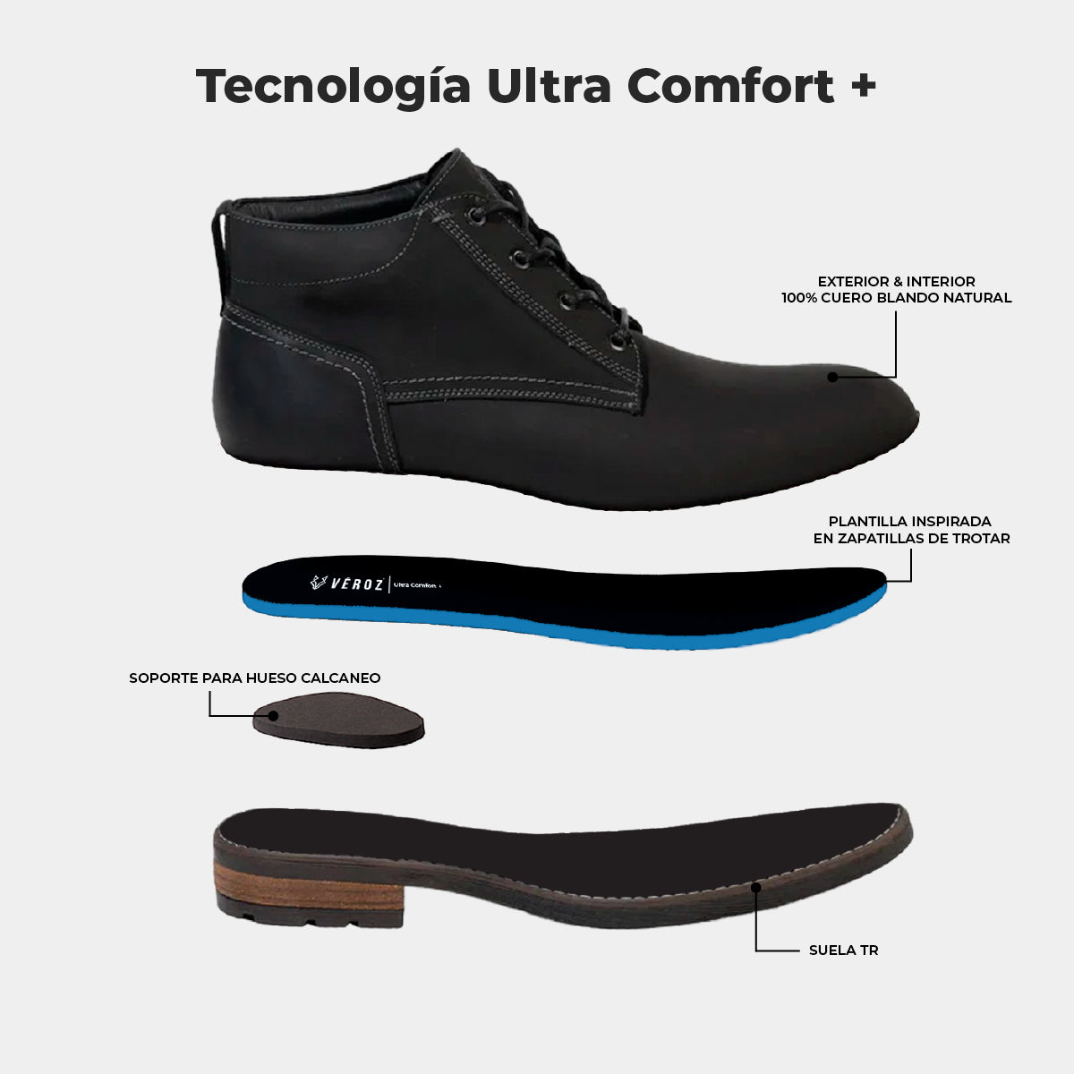 Botin Mid Cuero Hombre Torri - Negro